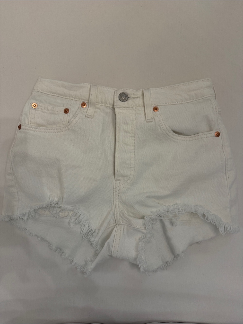 Levi's White Frayed-Hem Women's Denim Shorts